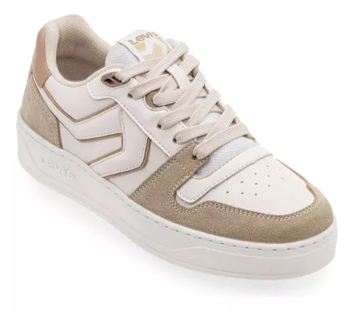 Tenis Levi`s Dama Glide L1224191 Ecru Blanco-beige
