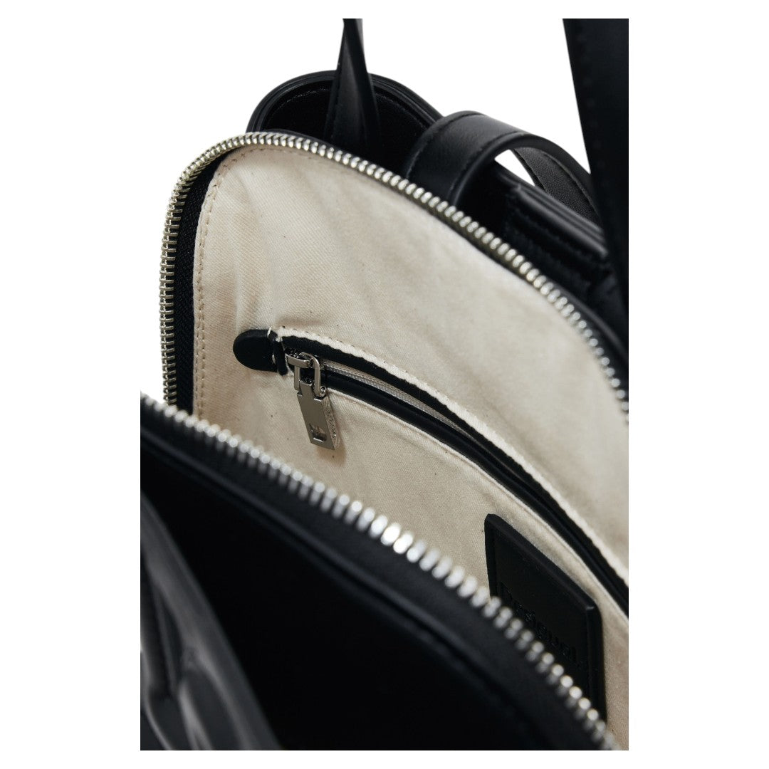 Bolsa Desigual Tipo Mochila Con Letras 25sakp47 Negro Negro Con Letras Plata Negro