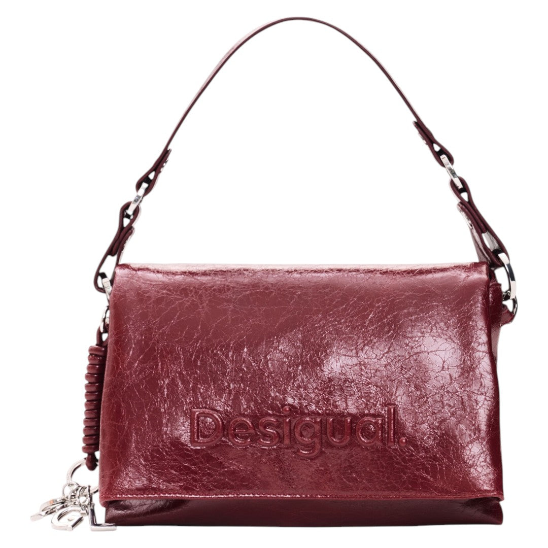 Bolsa Desigual Tipo Bandolera Con Logotipo Metálico Vino