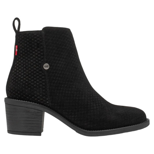 Botas Levis Dama Lyssa L1225201 Piel Gamuza Grabada Negro