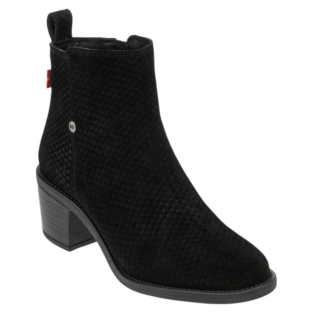 Botas Levis Dama Lyssa L1225201 Piel Gamuza Grabada Negro