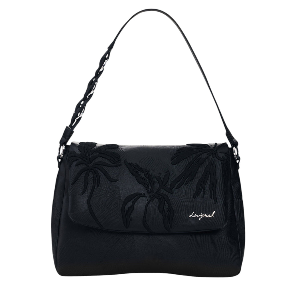 Bolsa- Mochila Desigual Mediana Bordados Charms Negro