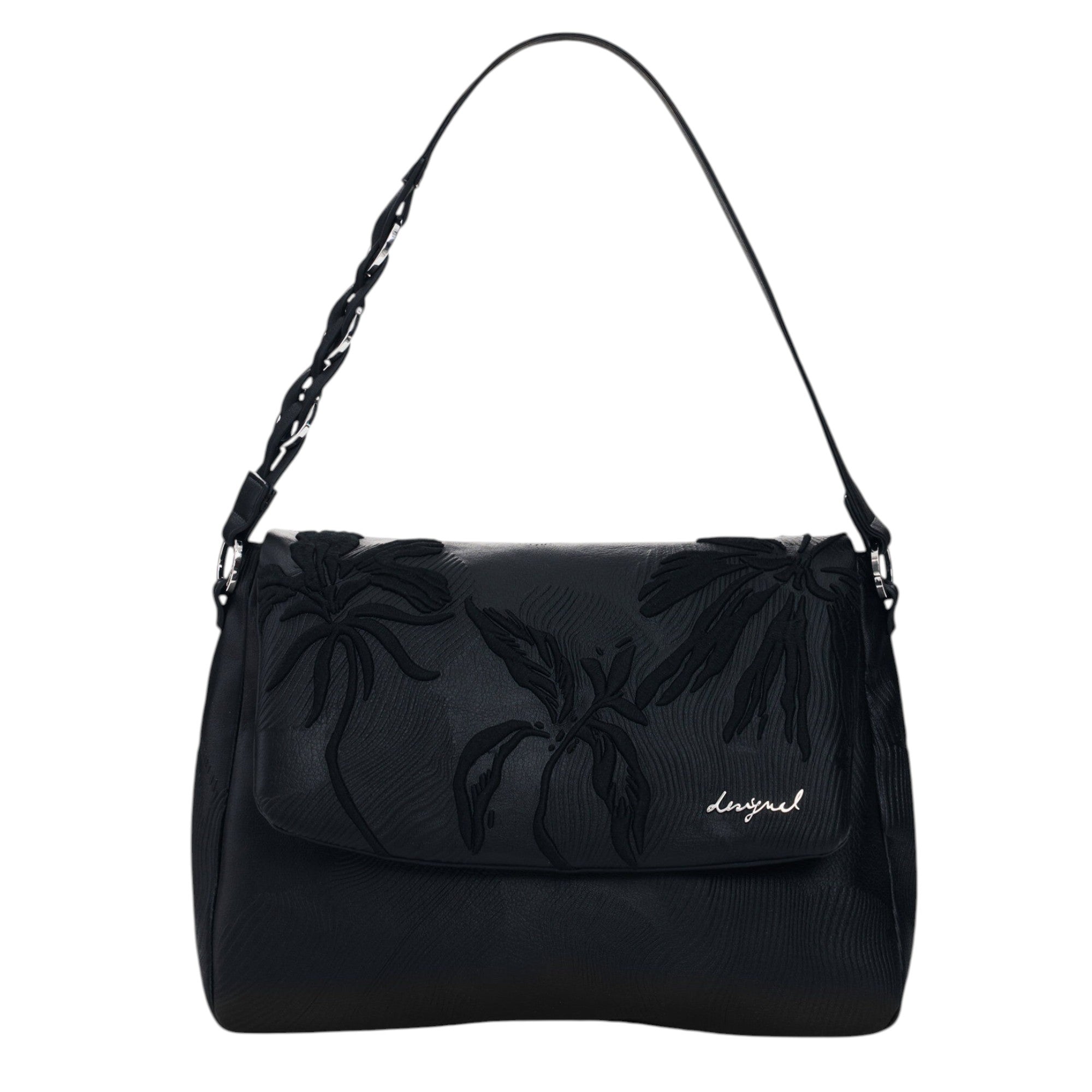 Bolsa- Mochila Desigual Mediana Bordados Charms Negro