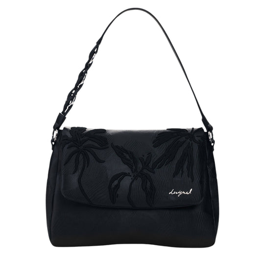 Bolsa- Mochila Desigual Mediana Bordados Charms Negro