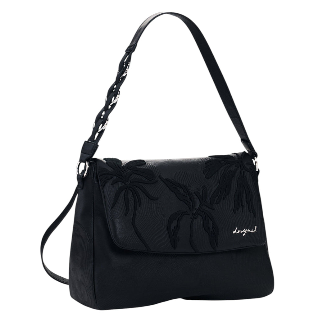 Bolsa- Mochila Desigual Mediana Bordados Charms Negro