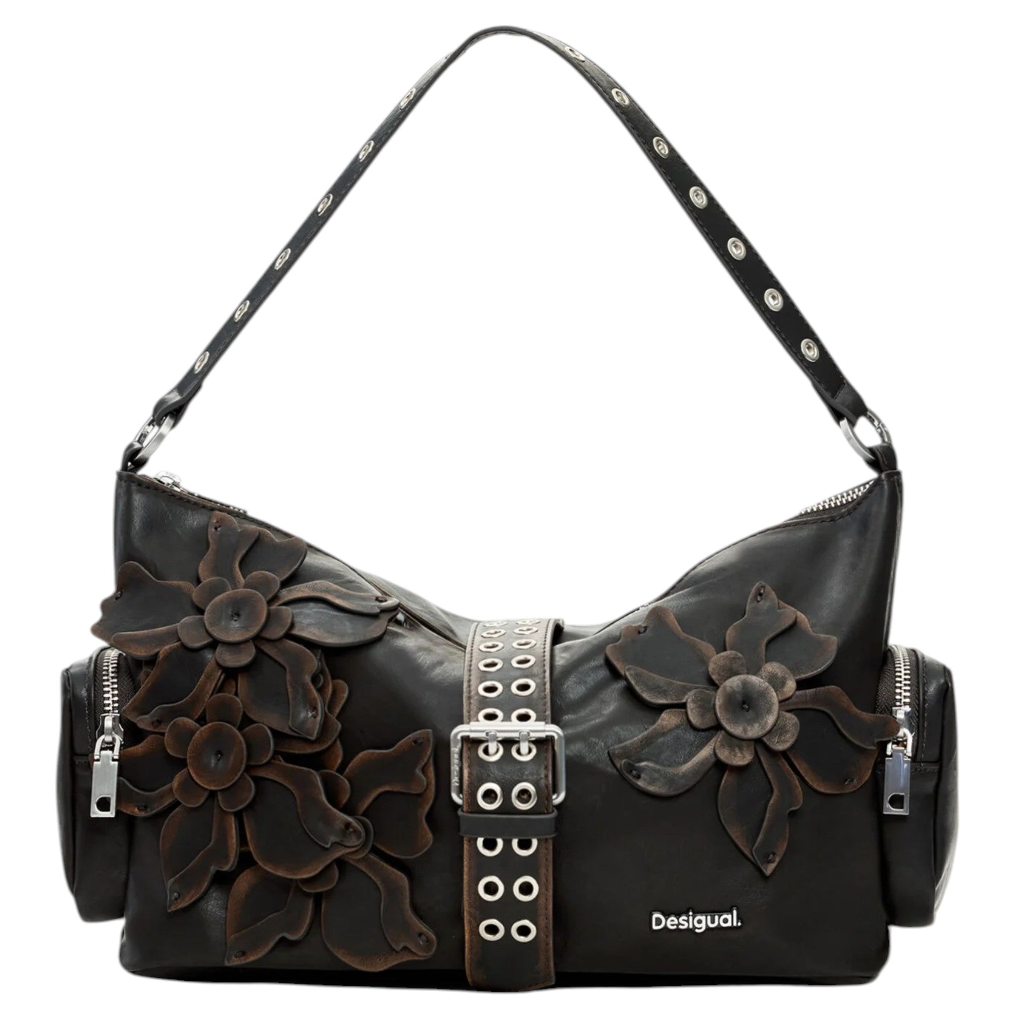 Bolsa Desigual Aplicaciones De Flores 26saxp98 Chocolate