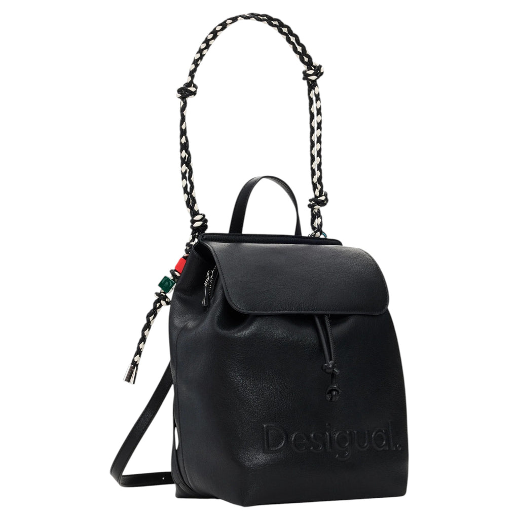 Mochila mediana trenzada Desigual negro