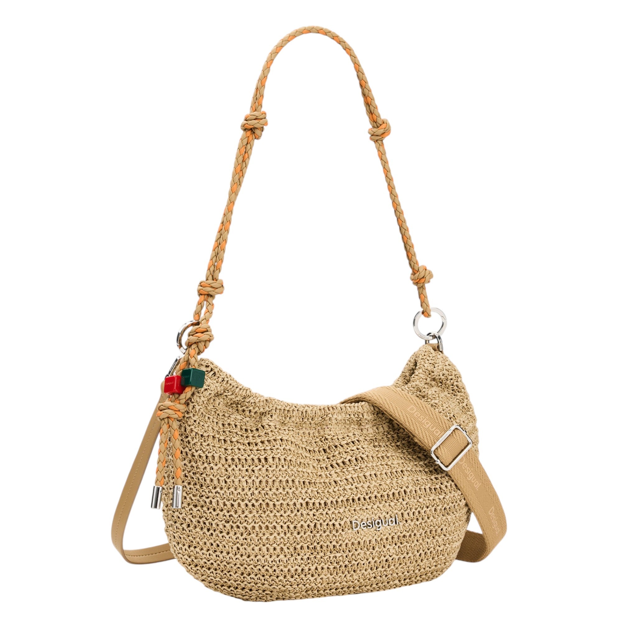 Bolso mediano ovalado rafia charms Desigual