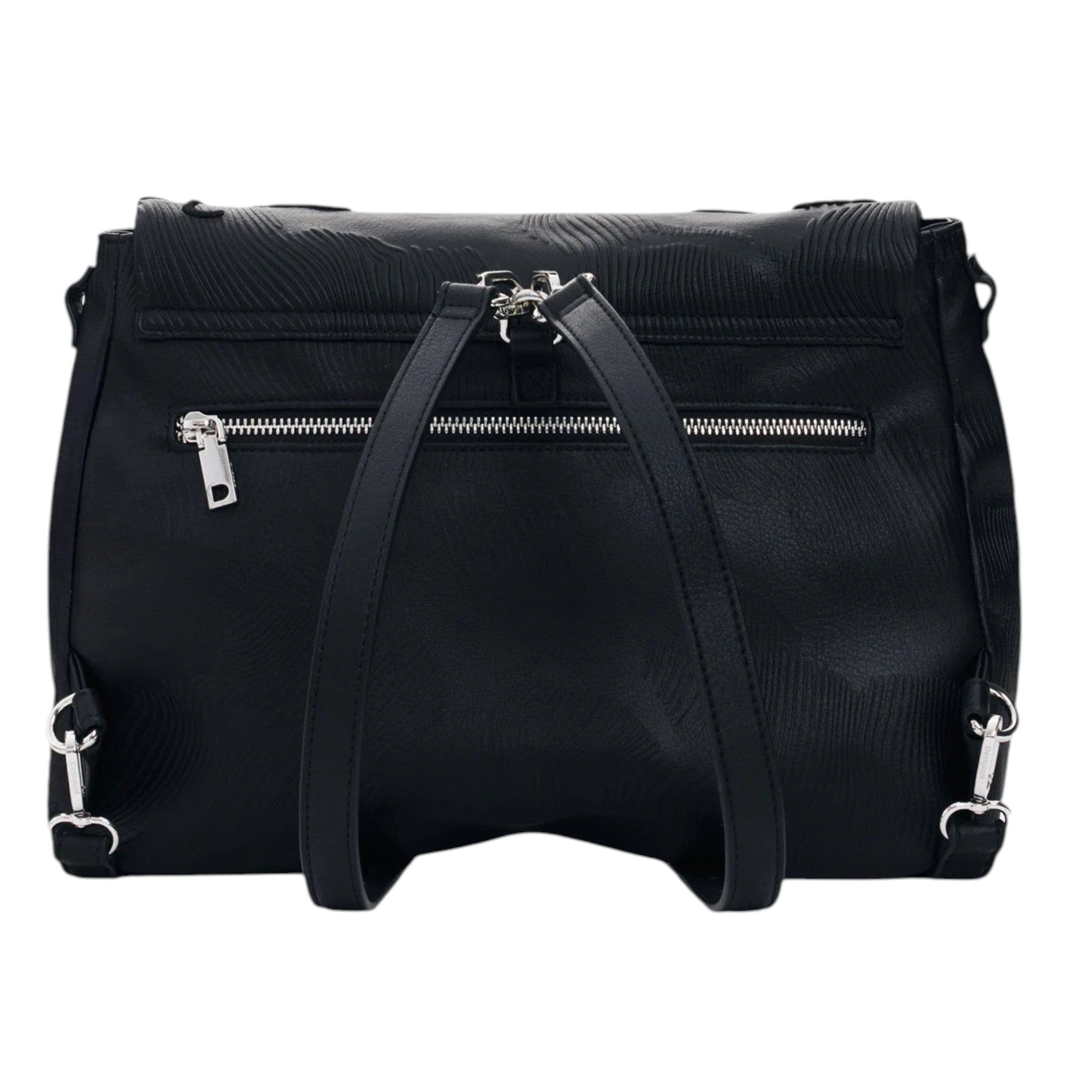 Bolsa- Mochila Desigual Mediana Bordados Charms Negro