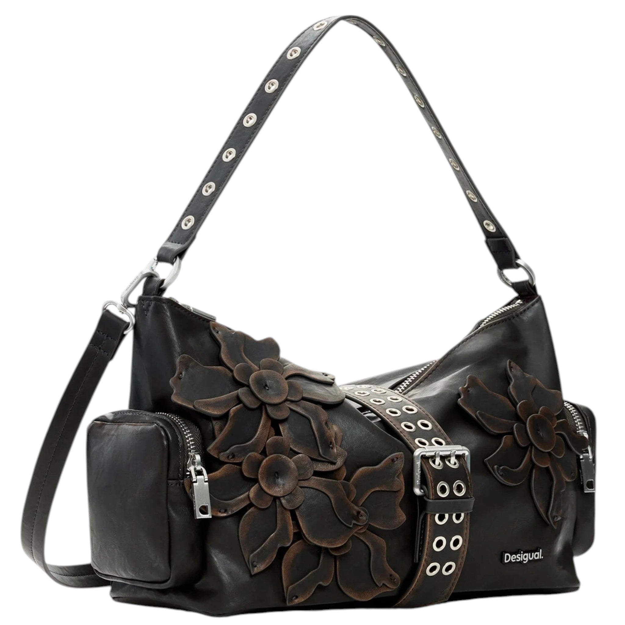 Bolsa Desigual Aplicaciones De Flores 26saxp98 Chocolate