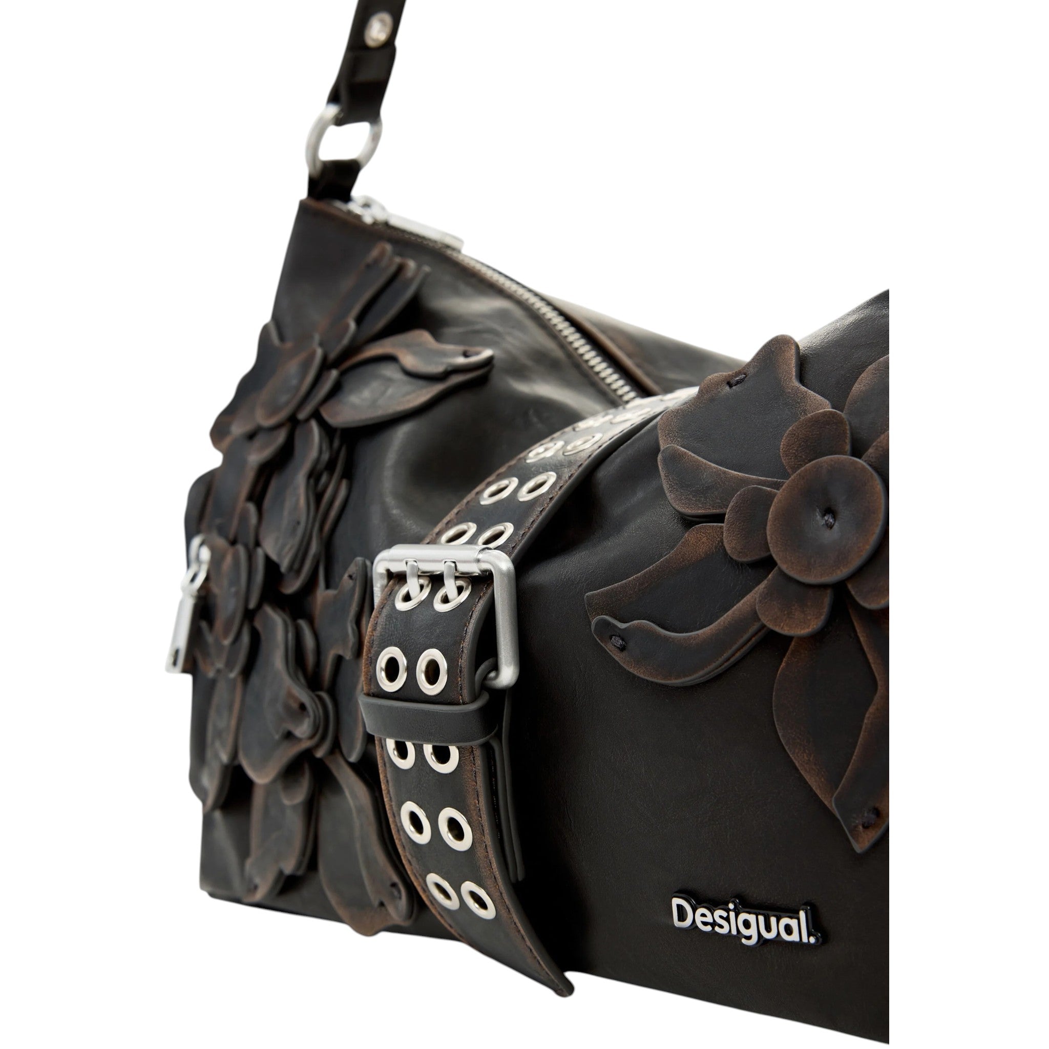 Bolsa Desigual Aplicaciones De Flores 26saxp98 Chocolate