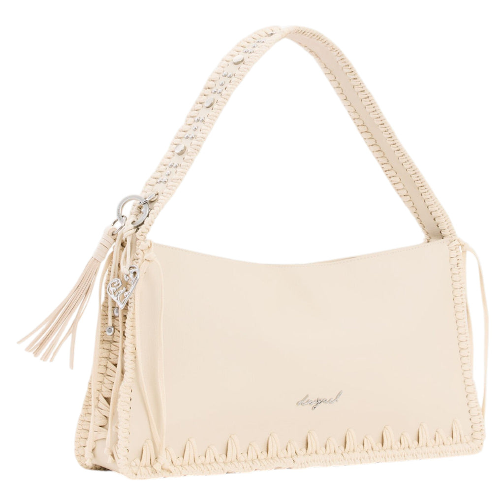 Bolsa Mediana Con Tachuelas Y Bordados 26saxp49 Crudo