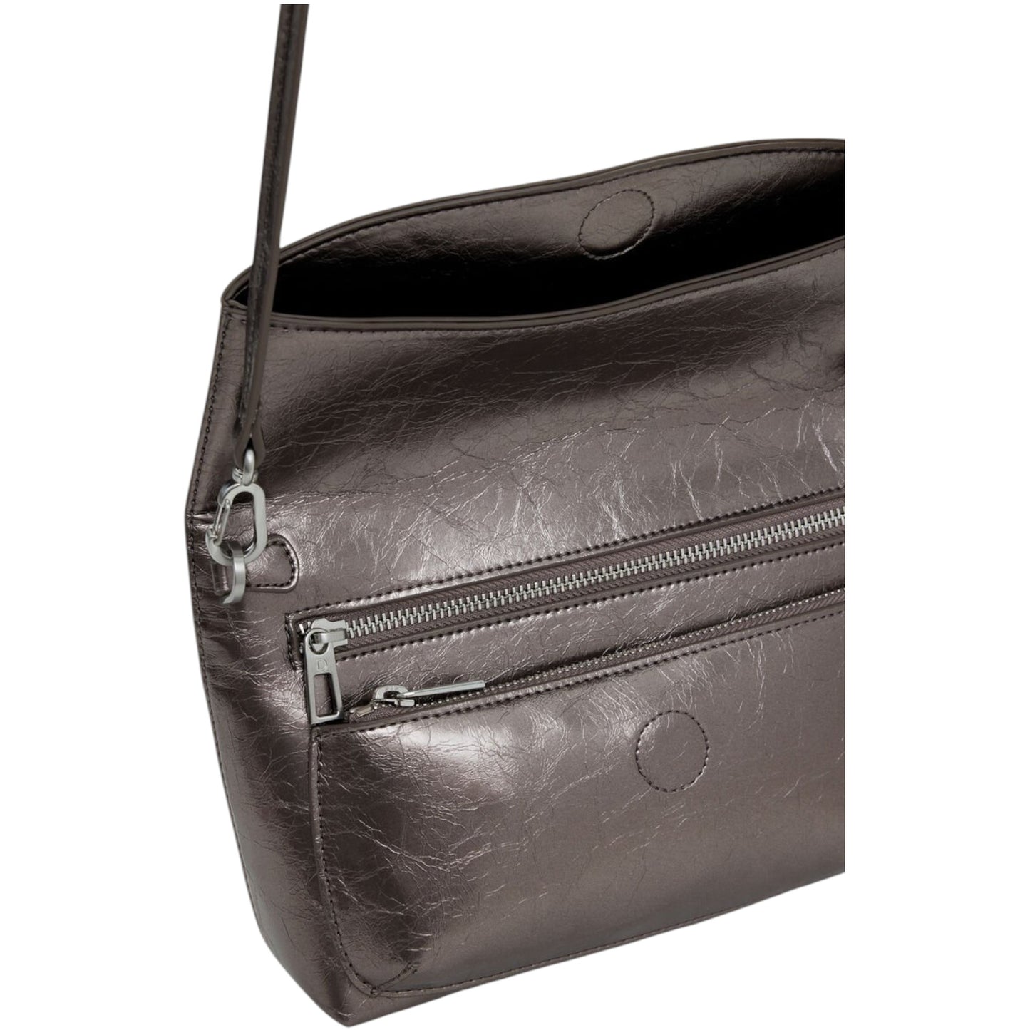 Bolso logo 3D solapa metalizado mediano Desigual