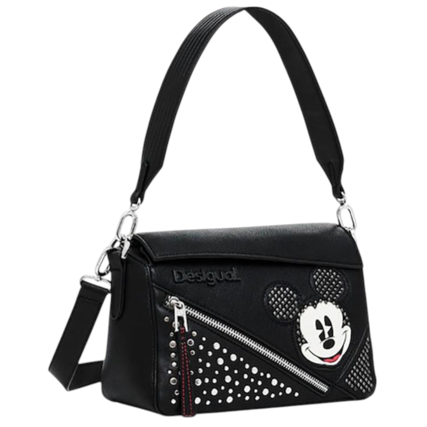 Bolsa Desigual De Mano Mickey Mouse Brillos Negro