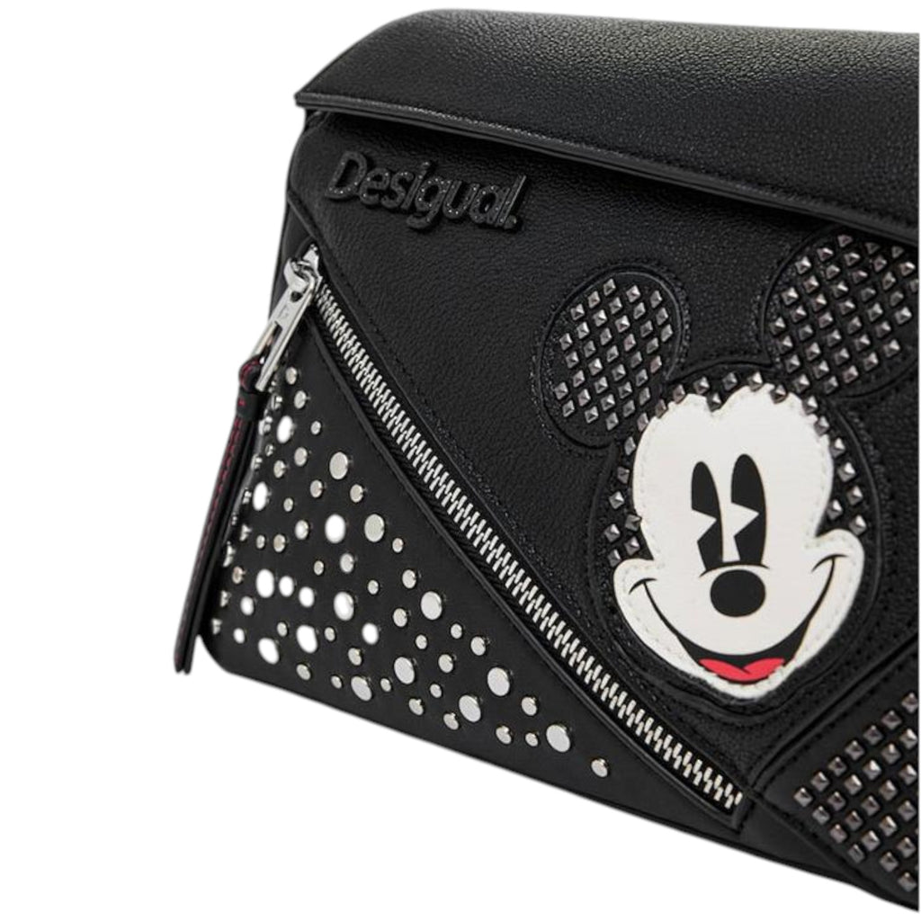 Bolsa Desigual De Mano Mickey Mouse Brillos Negro