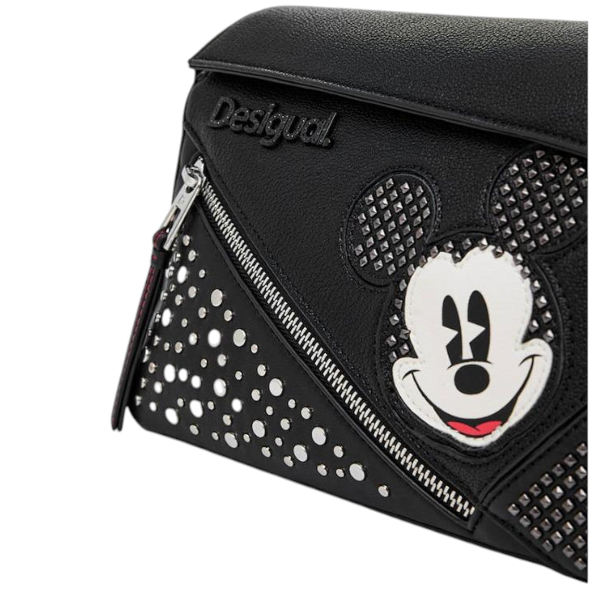 Bolsa Desigual De Mano Mickey Mouse Brillos Negro