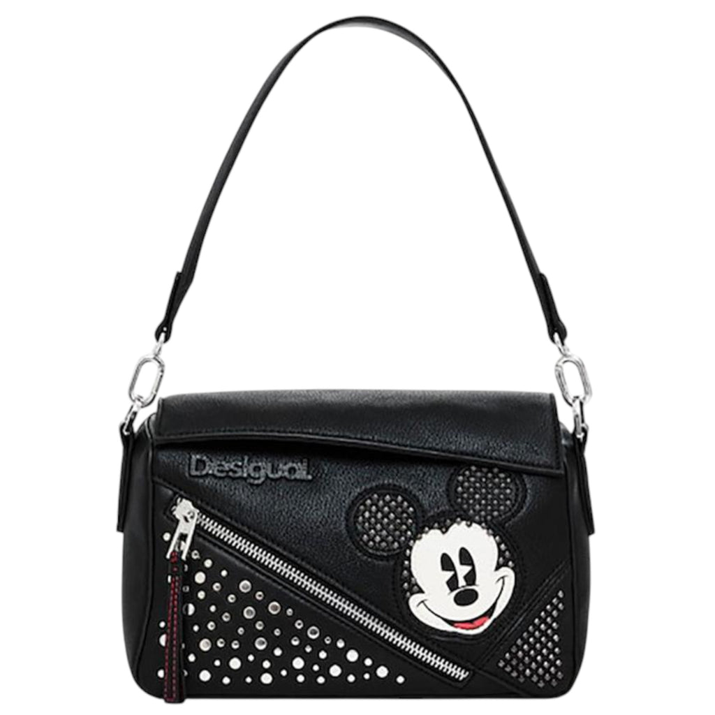 Bolsa Desigual De Mano Mickey Mouse Brillos Negro