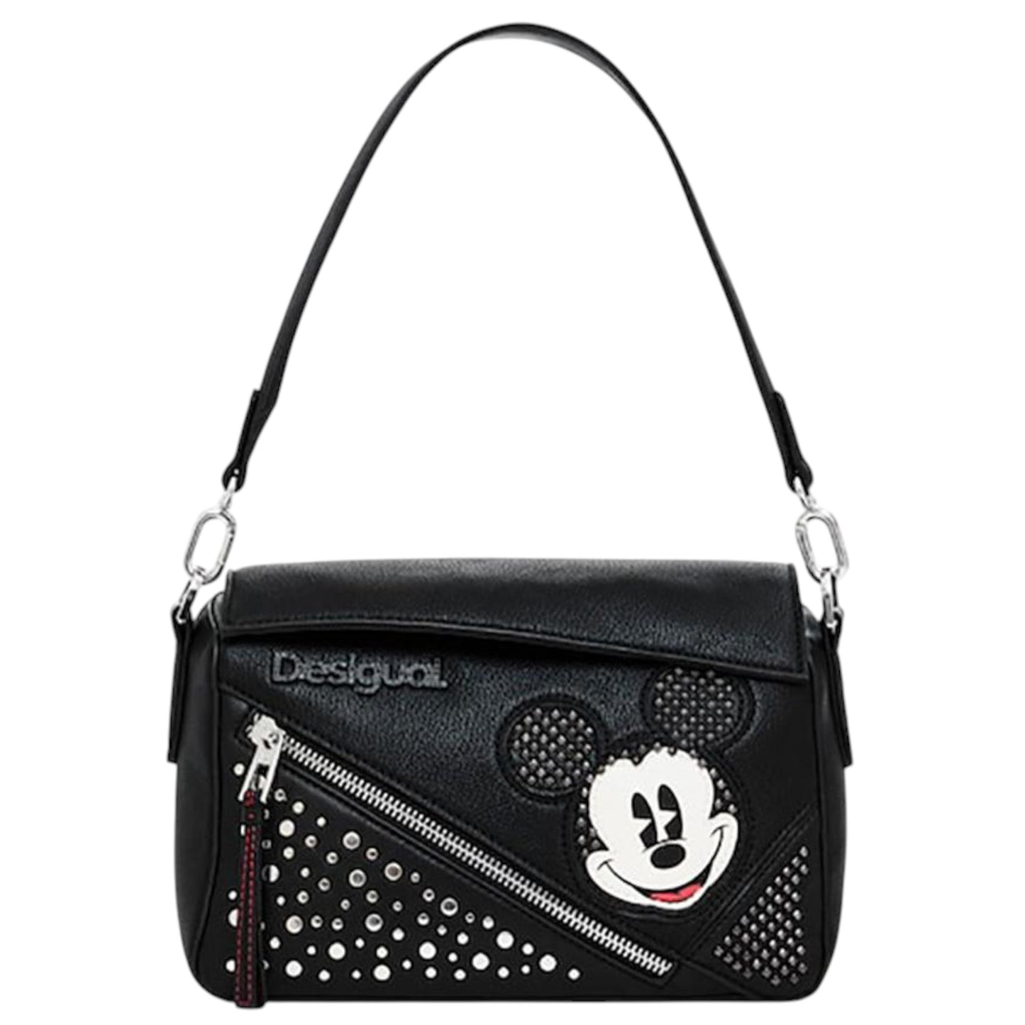 Bolsa Desigual De Mano Mickey Mouse Brillos Negro