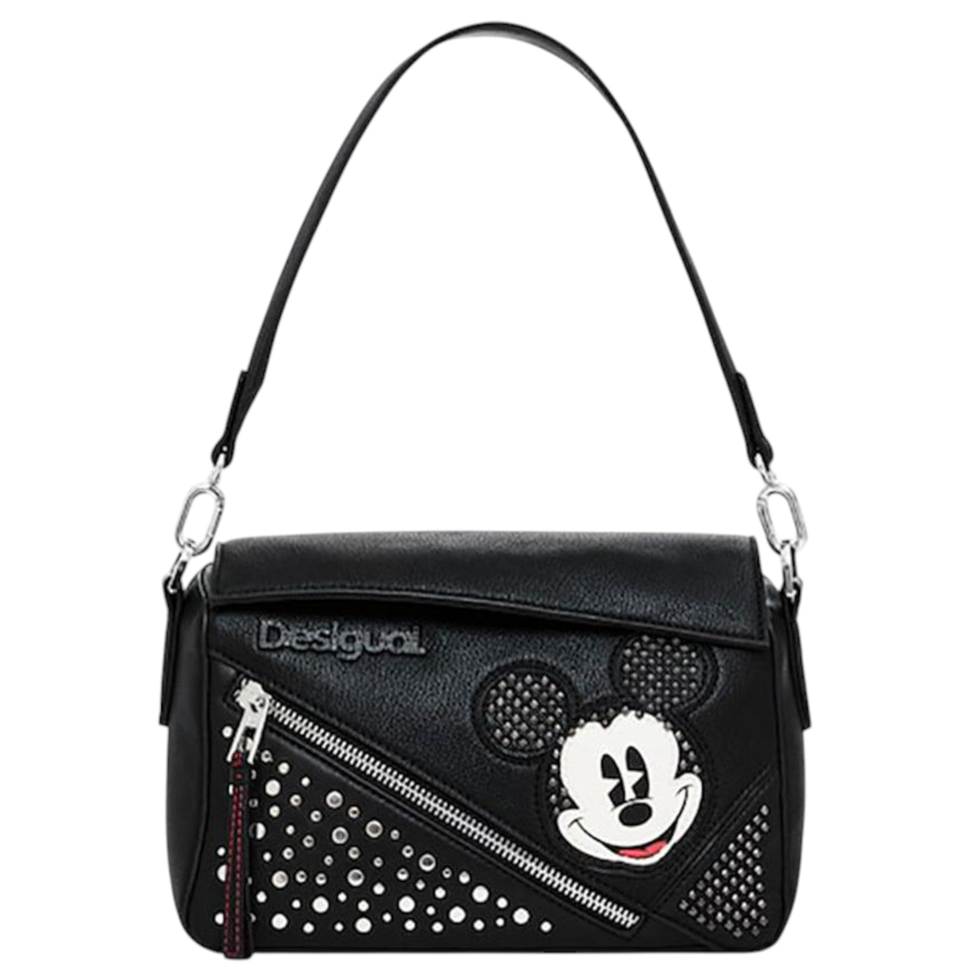 Bolsa Desigual De Mano Mickey Mouse Brillos Negro