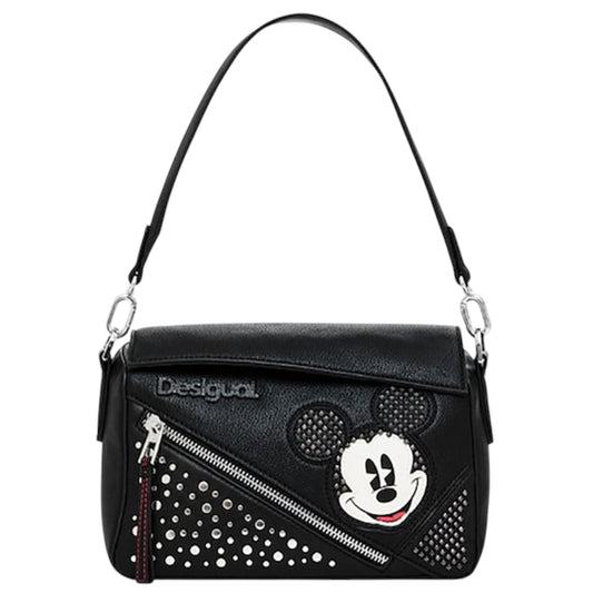 Bolsa Desigual De Mano Mickey Mouse Brillos Negro