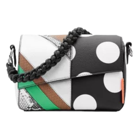 Desigual Bolsa Efecto Piel Con Diferentes Texturas Negro/mul