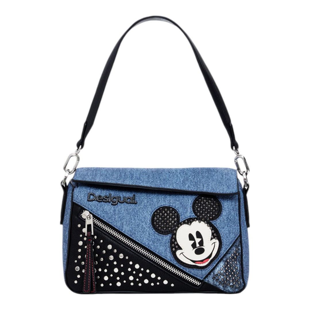 Bolsa Desigual Con Parche De Mickey Y Tachuelas Azul-negro