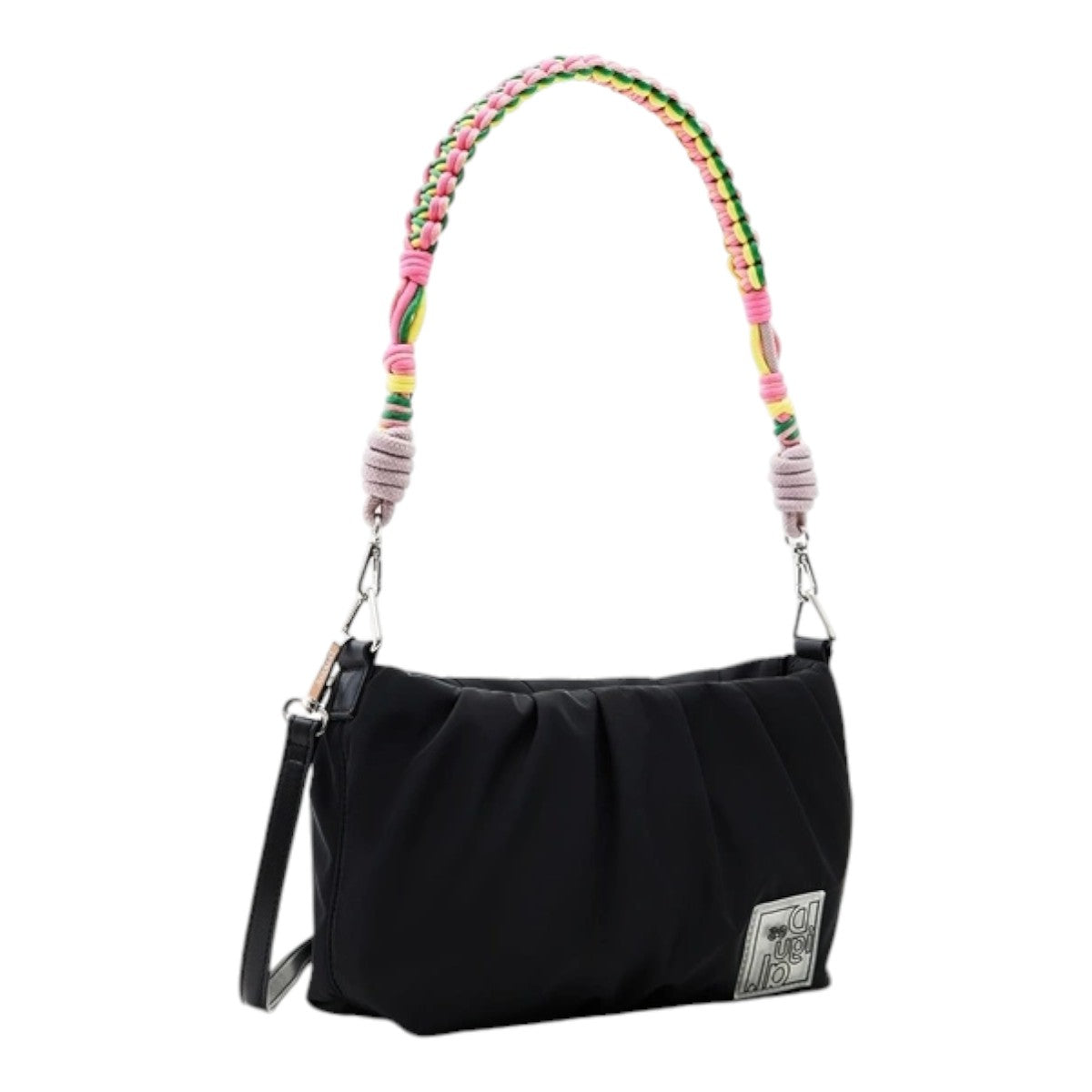 Desigual Bolsa Mediana Con Asa De Trenza Negro