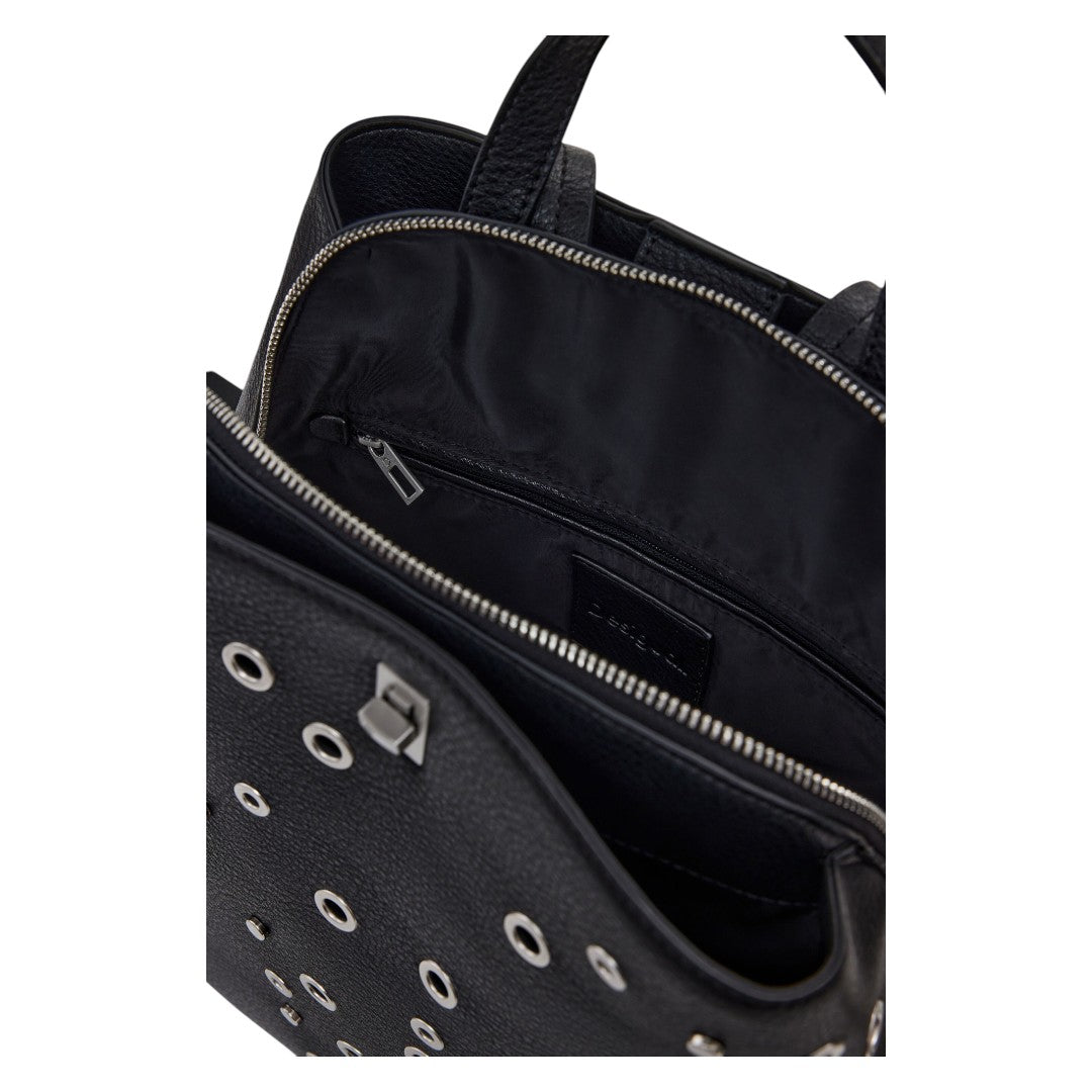 Bolsa Desigual Con Tachuelas Tipo Mochila Negro Negro Sintético Plata Negro