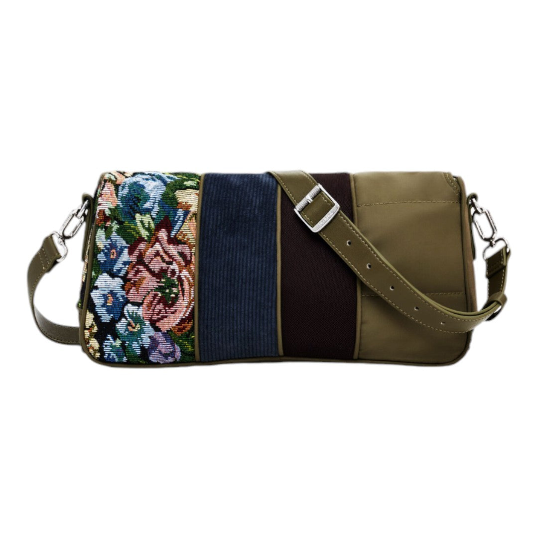 Bolsa Desigual Patch Diferentes Texturas Verde-militar