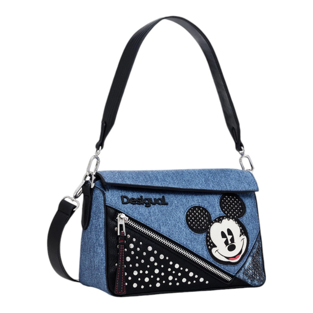 Bolsa Desigual Con Parche De Mickey Y Tachuelas Azul-negro