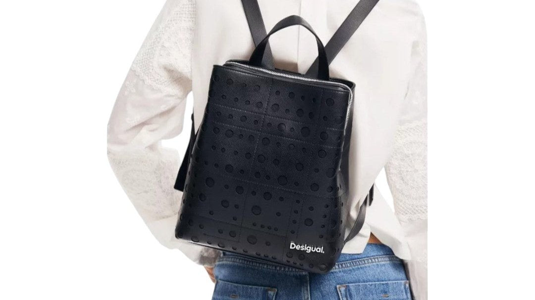 Bolsa Desigual Con Círculos En Relieve Negro