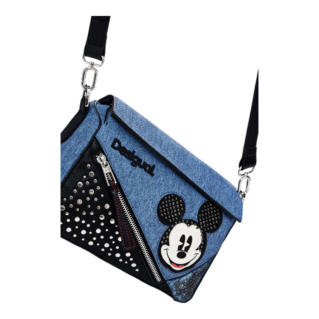 Bolsa Desigual Con Parche De Mickey Y Tachuelas Azul-negro