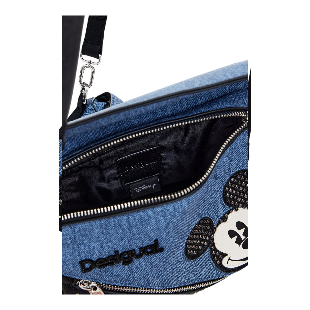 Bolsa Desigual Con Parche De Mickey Y Tachuelas Azul-negro