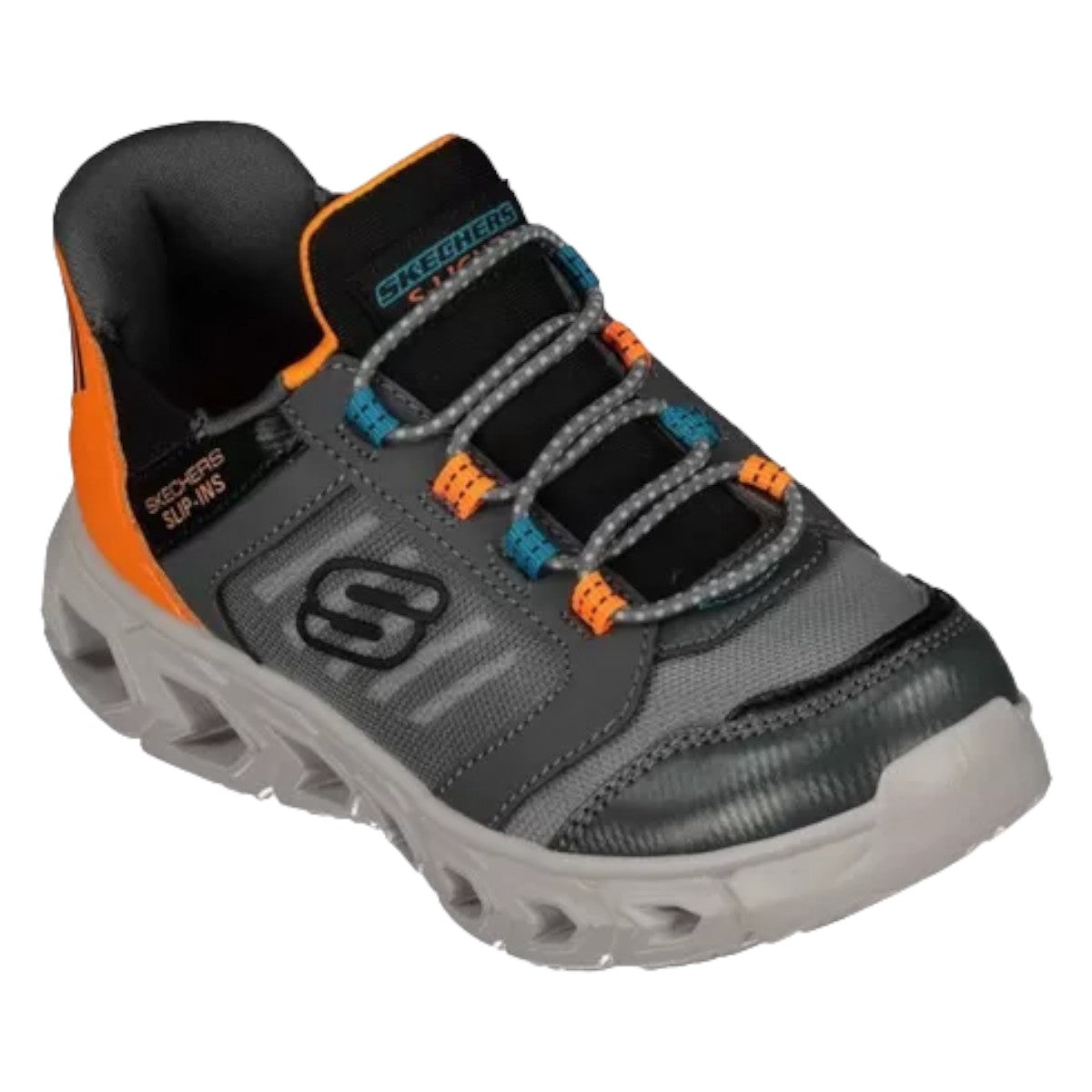 Tenis Skechers Con Luces Niño Metedera 403843l Gris-naranja