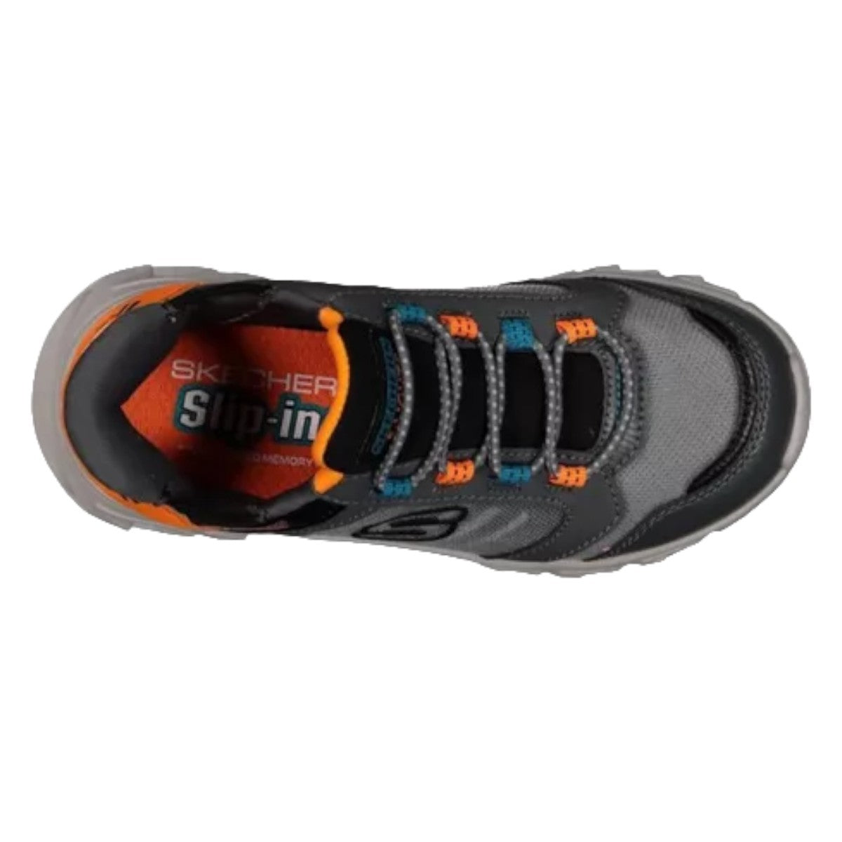 Tenis Skechers Con Luces Niño Metedera 403843l Gris-naranja