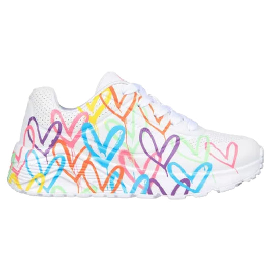 Tenis Skechers Niña Uno Lite Spread The Love 314064 Bco/mul