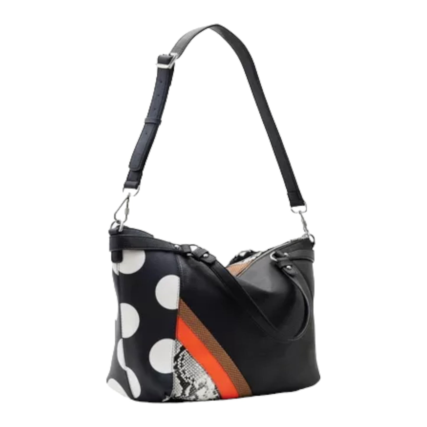 Desigual Bolso Grande Diferentes Texturas Negro/mult