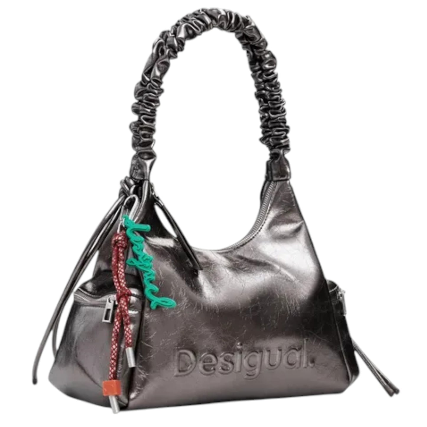 Desigual Bolso Logo 3d Asa Fruncida Metálica
