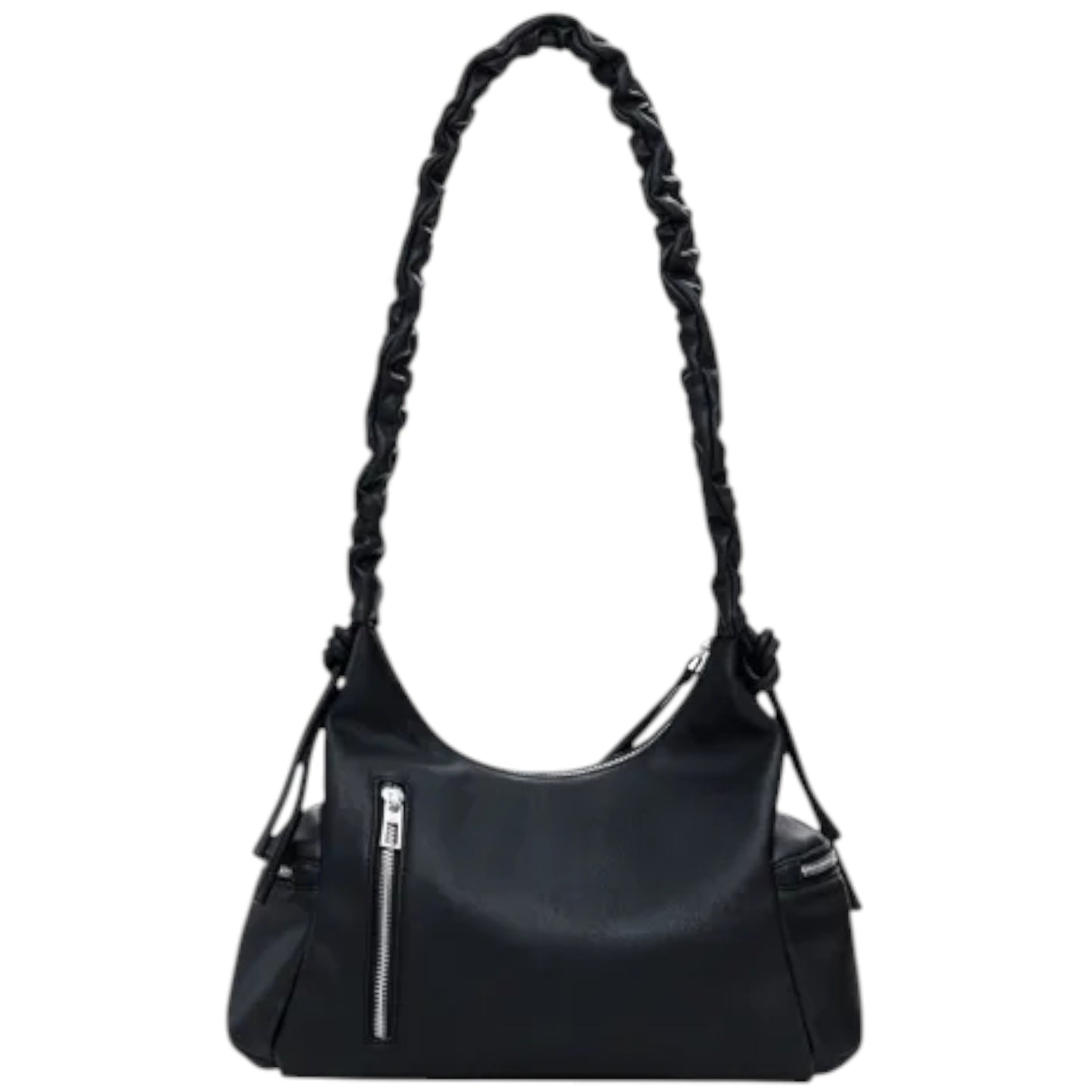 Desigual Bolso Logo 3d Con Asa Fruncida Mediana Negro
