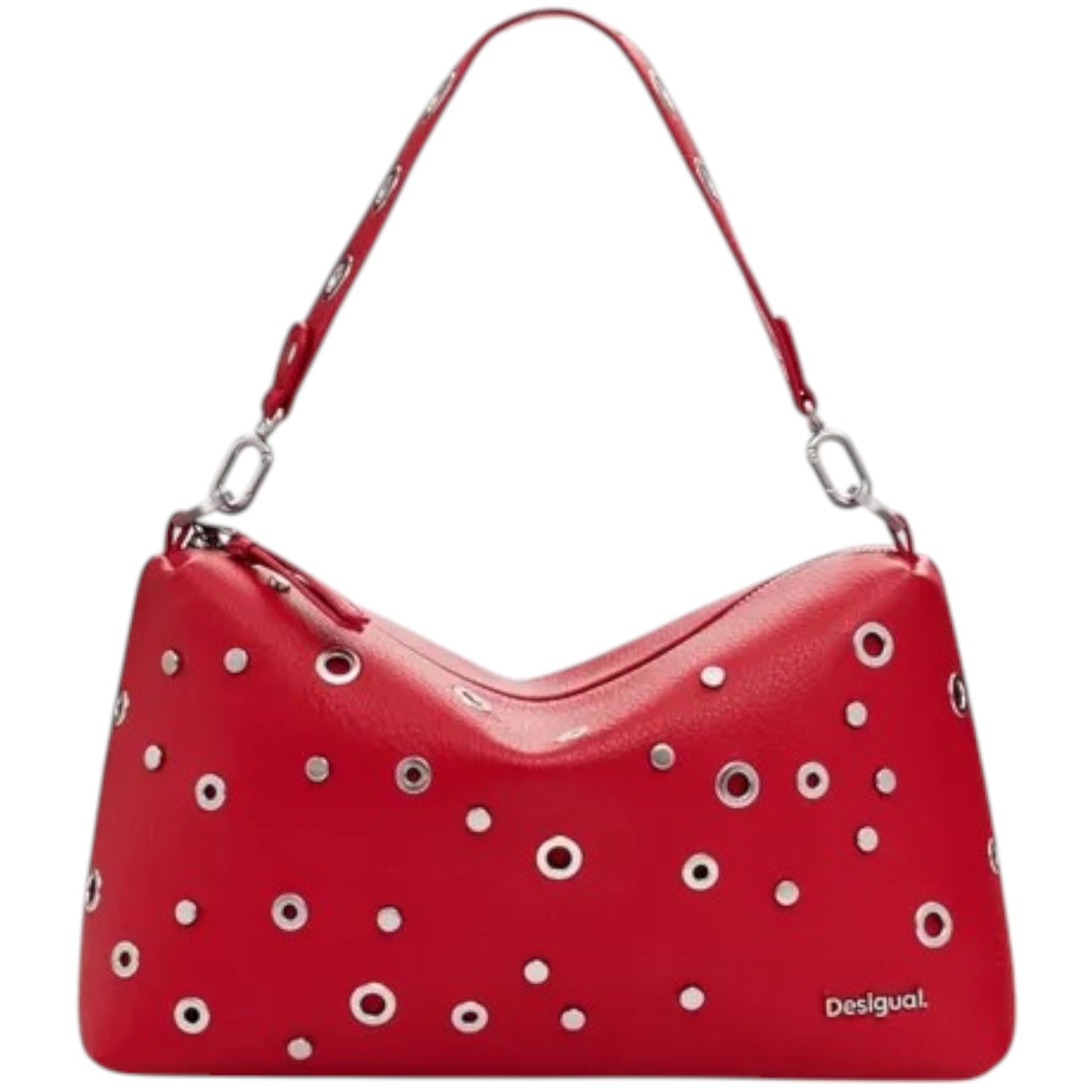 Bolsa Desigual Con Tachuelas Roja Rojo Sintético Plata Rojo