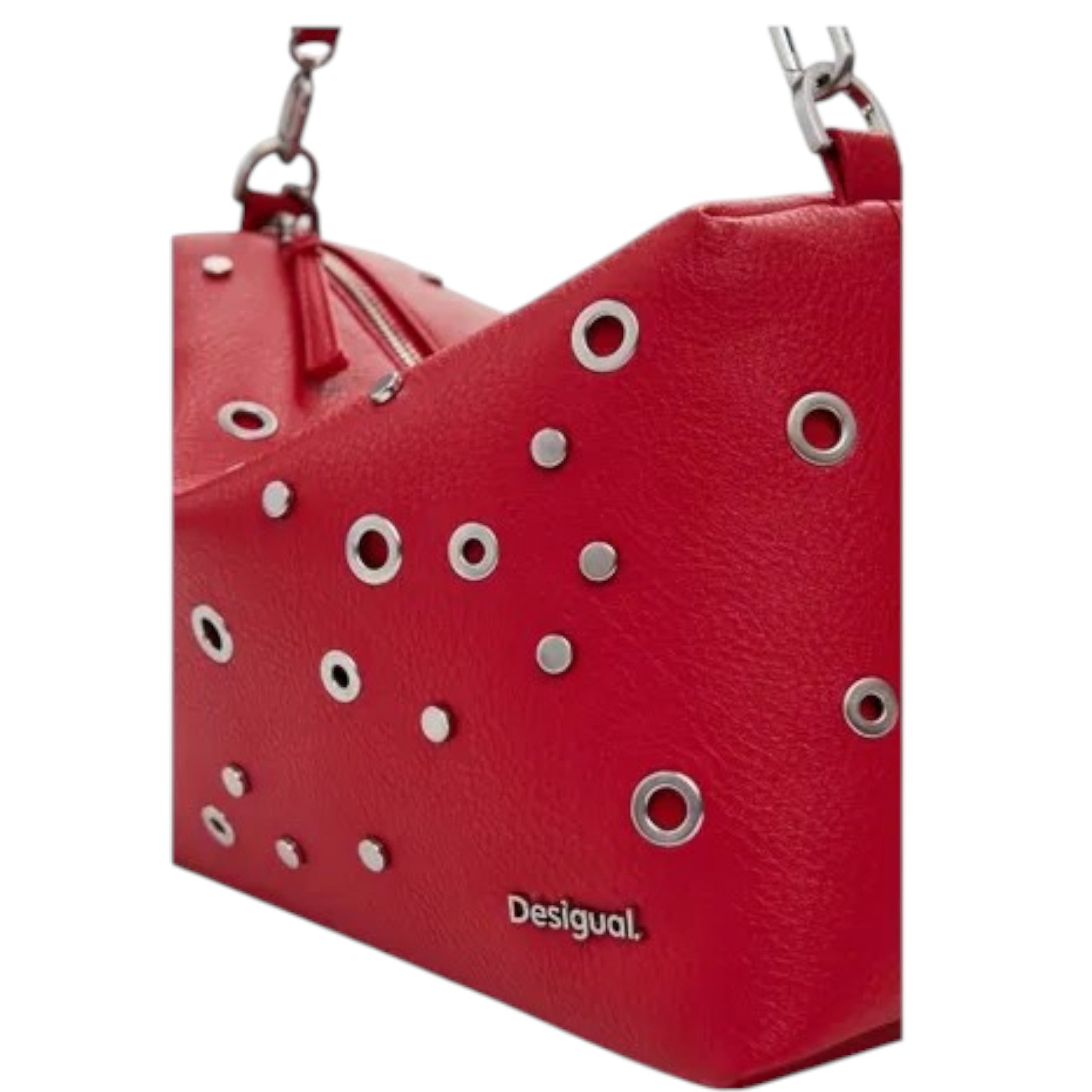 Bolsa Desigual Con Tachuelas Roja Rojo Sintético Plata Rojo