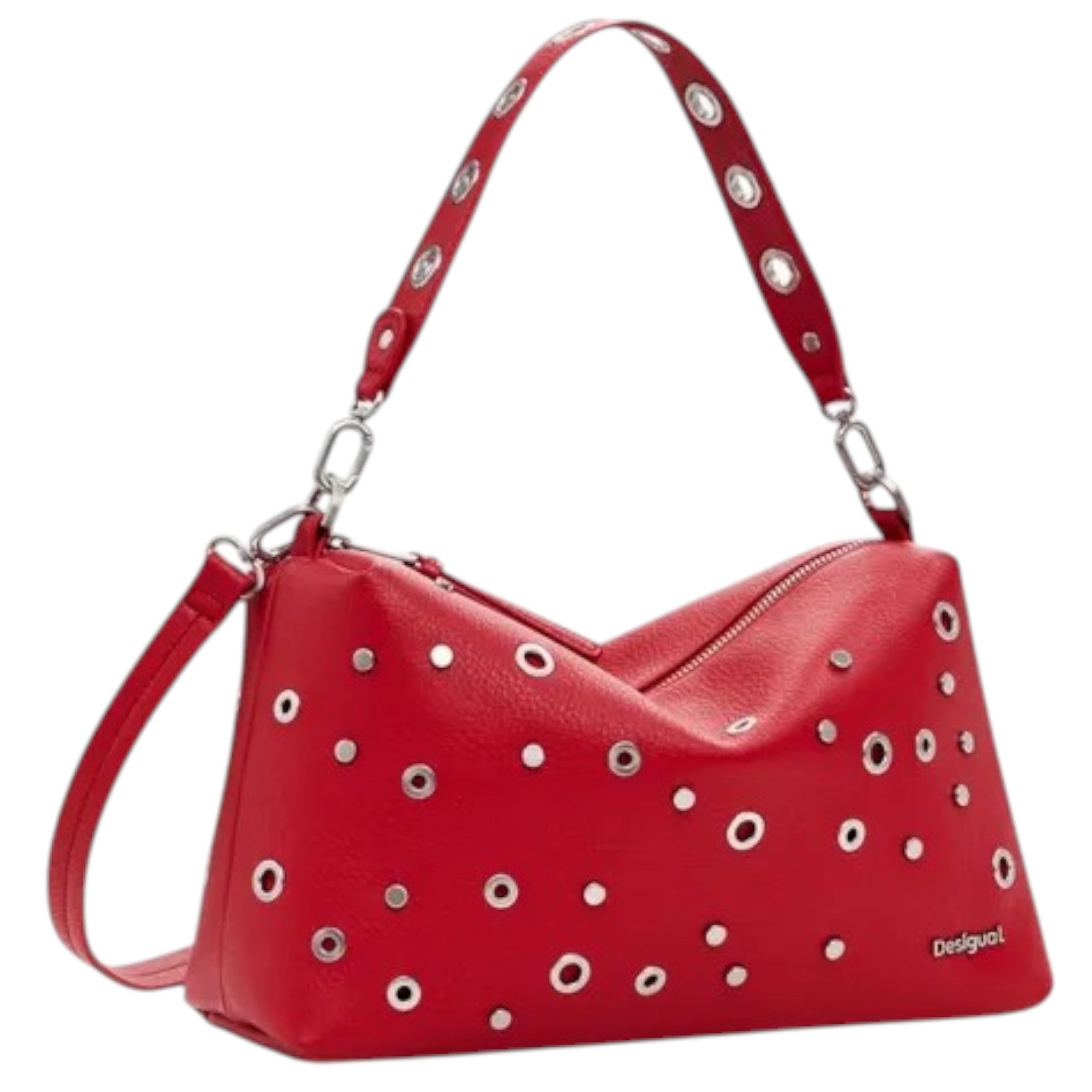 Bolsa Desigual Con Tachuelas Roja Rojo Sintético Plata Rojo